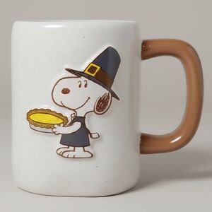 Peanuts Snoopy Pilgrim Thanksgiving Speckled Ceramic Mug NWOT